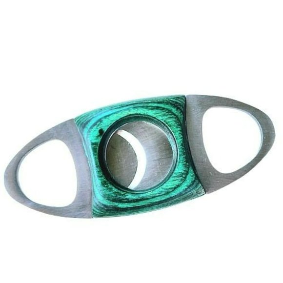 Set of Two Stainless Steel Guillotine Red Wood And Green Wood‎ Cigar Cutter - Picture 5 of 7